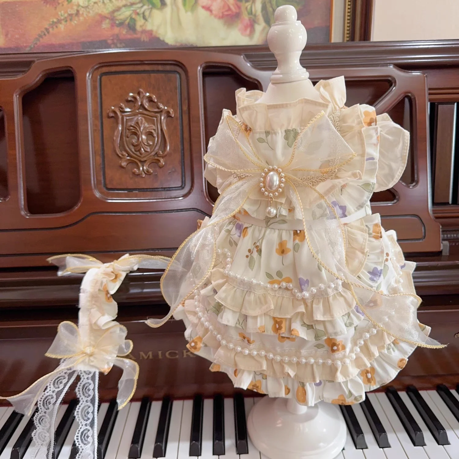 

Original pet cat dog rabbit dress Princess dress four seasons sweet retro style