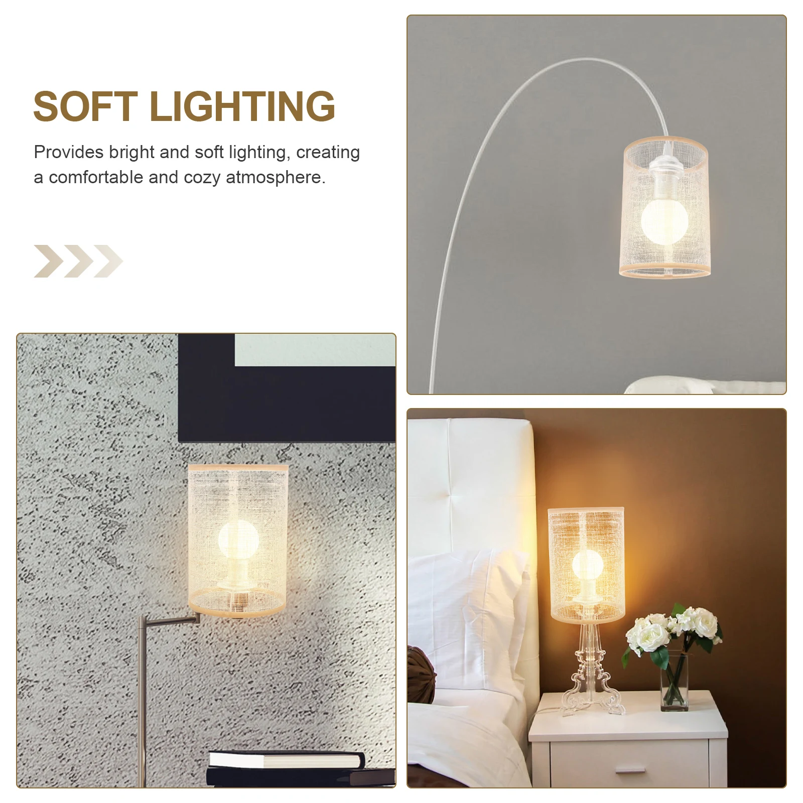

Linen Lamp Shade E27 E14 Table Floor Lampshades Decorative Light Covers Bedroom Soft Atmosphere