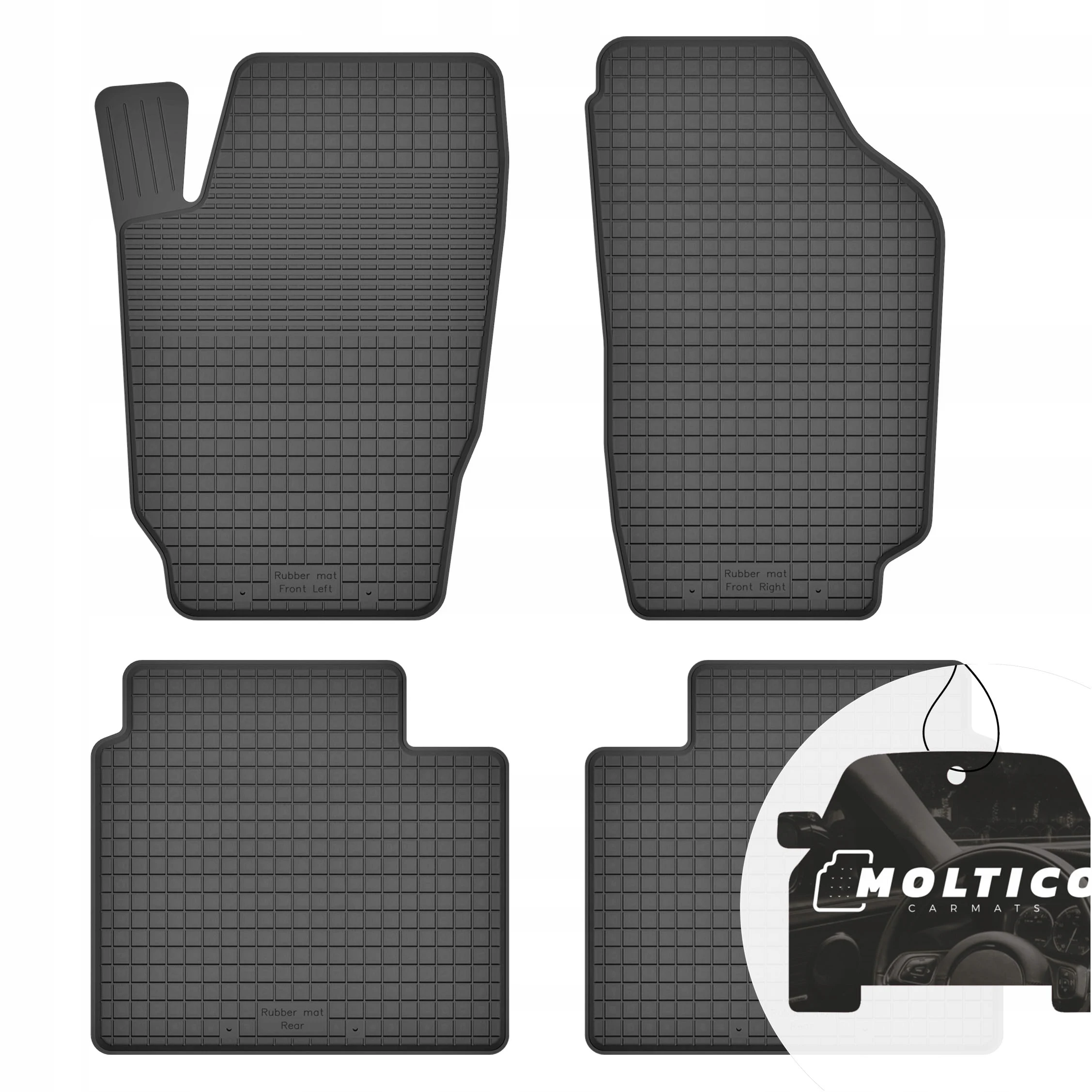 Rubberen matten, geschikt voor Kia Sorento I, bouwjaar 2002-2009, complete set inclusief rand.