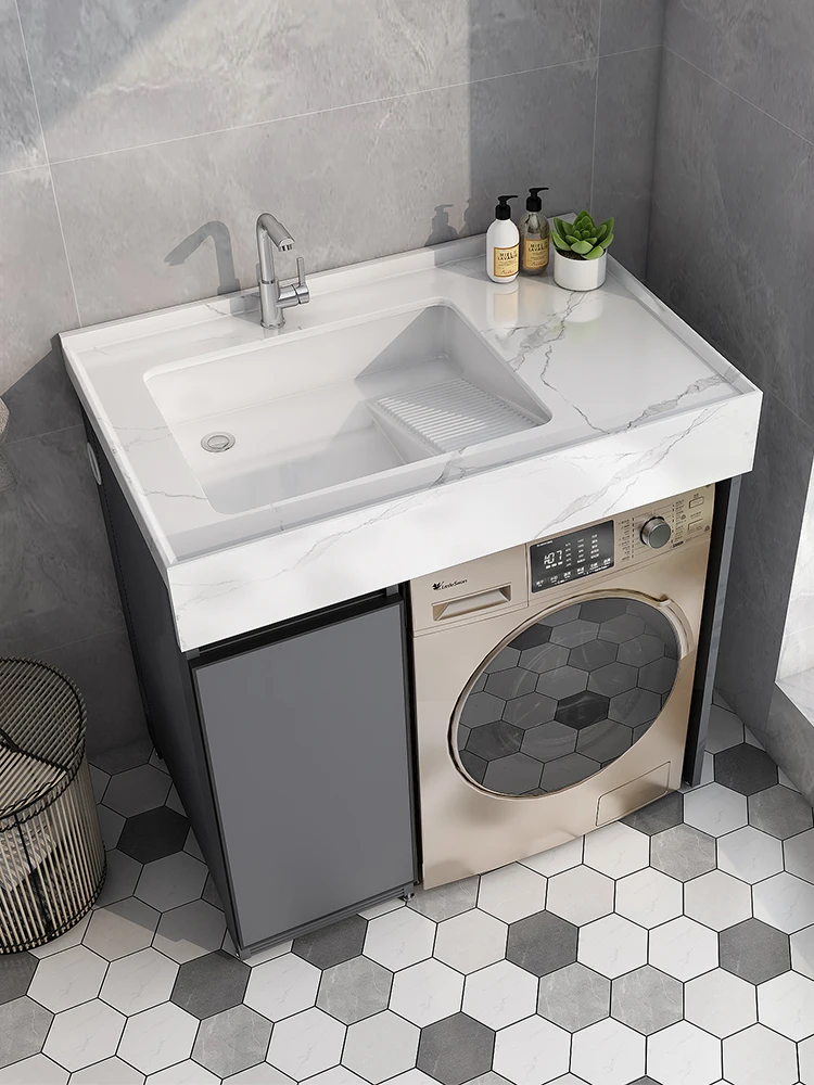 

ZL Stone Plate Inter-Platform Basin Bathroom Cabinet Combination Drum Washing Machine Companion Laundry Tub Slot