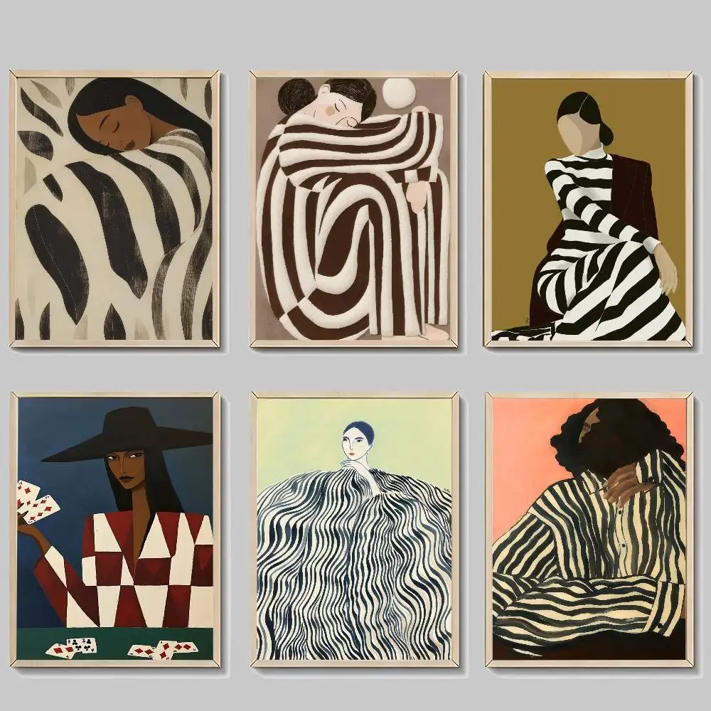 Art Sofia Lind Lines Girl, klassische Vintage-Poster, HD-Qualität, Wandkunst, Retro-Poster für die Wanddekoration zu Hause