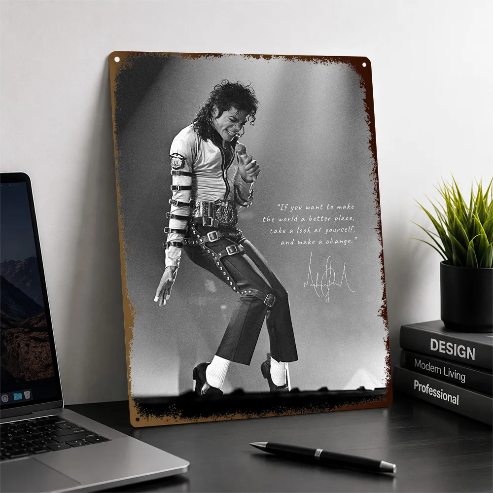 Michael Jackson Performing Printed Poster Customized Aluminum Metal Sign Vivid Pop Icon Tribute Wall Art Made For Music Lovers