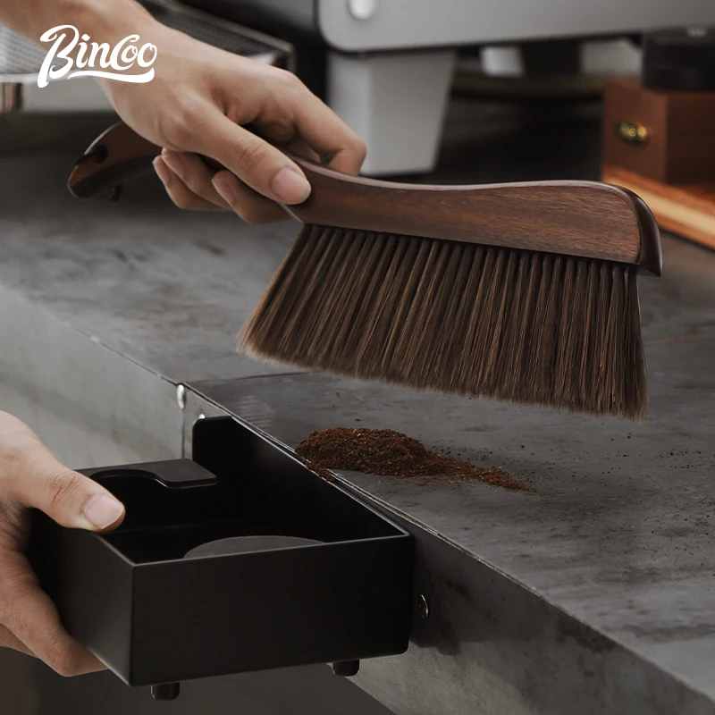 Bincoo-Coffee Bar Tabletop Cleaning Brush, Sandalwood Broom, Coffee Powder, Can Be Hung