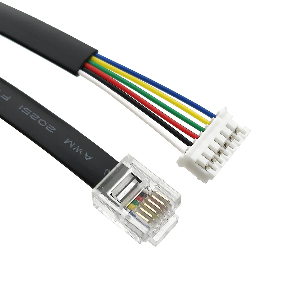 100PCS 50CM RJ12 Cable 6P6C to PH2.0 6P Modular Plug 6-core Connection Cable Distance 2.0MM Terminal