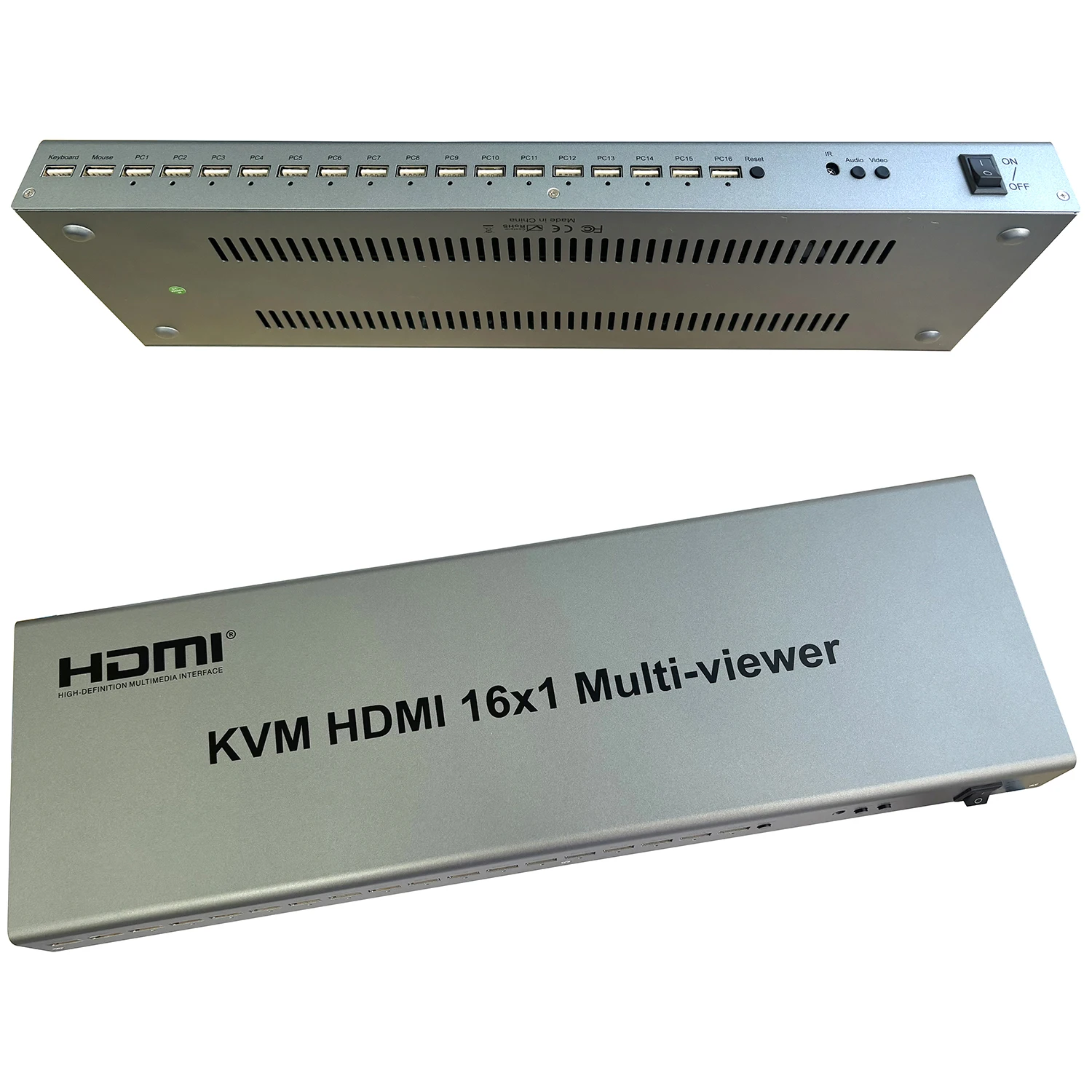 1080p 60Hz HDMI KVM Quad Screen Multi Viewer 16 in 1 Out Seamless Switch HDMI Multiviewer Video Divider for USB Mouse Keyboard