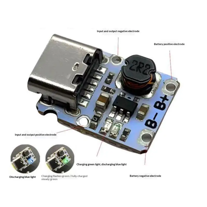 1Pcs Type-C Lithium Battery Charging Protection Boost Power Supply Board 5V Charge And Discharge Integrated Module