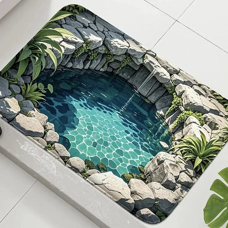 1PC Koi Print Pattern Bathroom Anti Slip Floor Mat Shower Ro