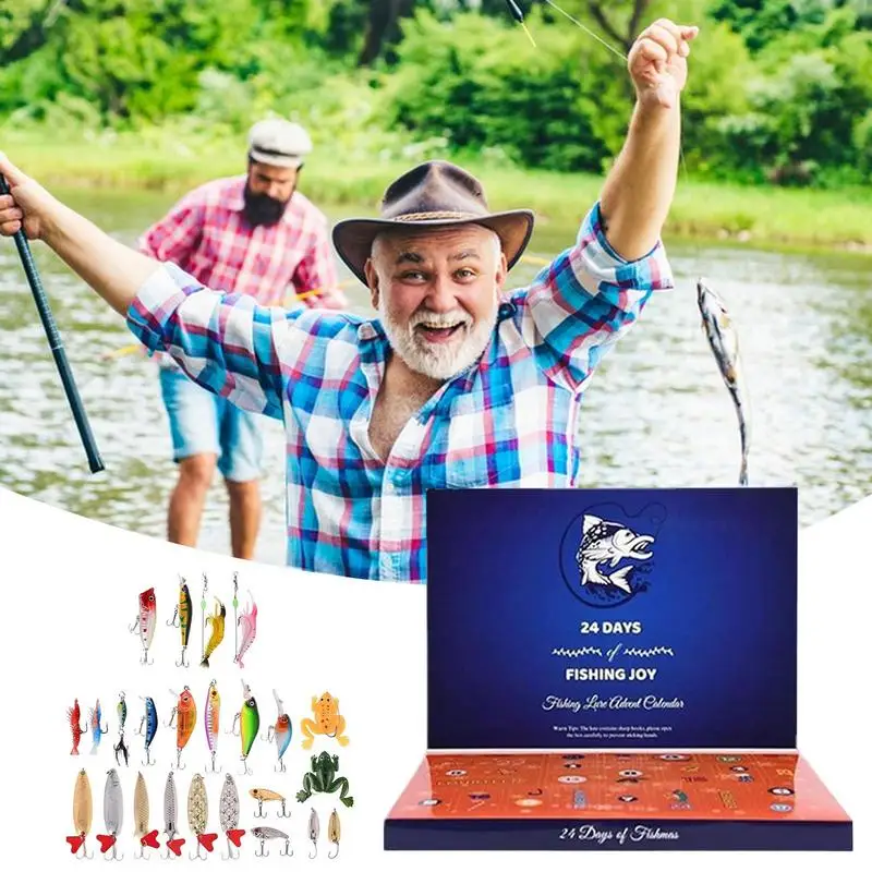 24pcs Fishing Set Advent Calendar Creative Christmas Gift for Fishing Lovers Fishing Gear Advent Calendar Christmas Gift for Man