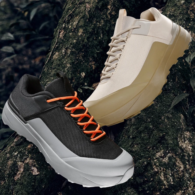 

2026 New Men's Mesh Outdoor Hiking Shoes Non-Slip Rugged Sole Contrast Laces Breathable Lightweight Trekking Sneakers Mountain