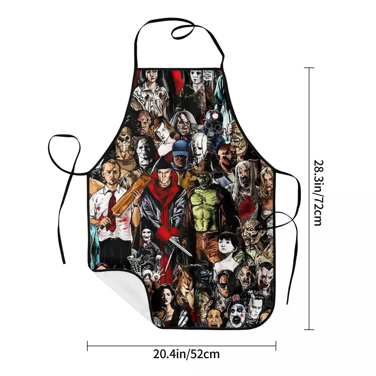 Unisex Horror Movie Character Collection Apron Kitchen Chef Cooking Baking Bib Men Women Halloween Tablier Cuisine for Gardening