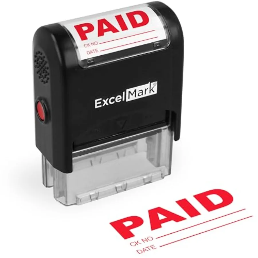 

with Check and Date - Self-Inking Rubber Stamp - A1539 Red Ink