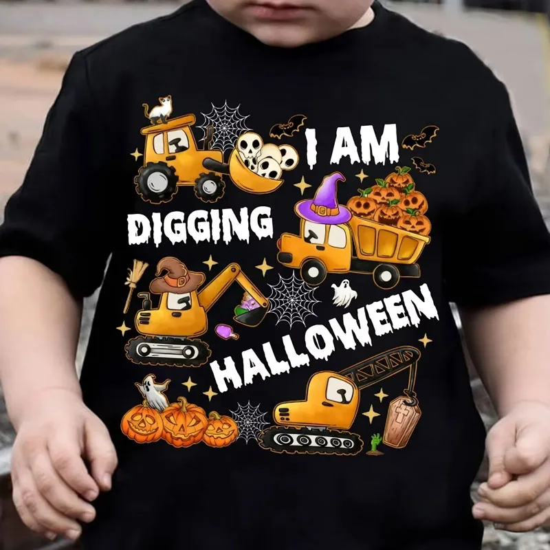 Retro-Halloween-Print-T-Shirt für Teenager, Kinder, Jungen und Mädchen, Sommer, lässig, Vintage, lustig, hochwertig, Rundhalsausschnitt, kurze Ärmel, Kinder-T-Shirts. – Detail 2