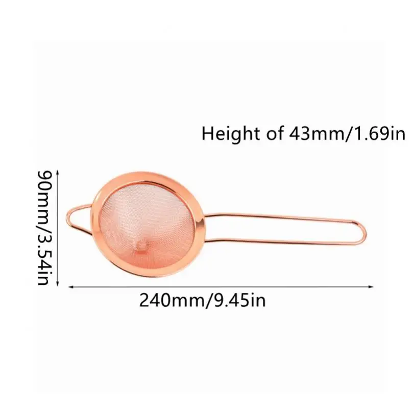 Rose Gold 304 Stainless Steel Cone Shaped Cocktail Strainer for Cocktails Tea Herbs Coffe Fine Mesh Strainer