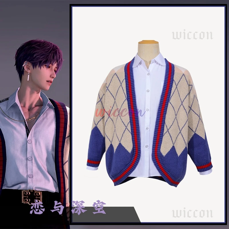 Game Love And Deepspace Rafayel Cosplay Costume Adult Unisex Qiyu Sweater Asymmetric Cardigan Warm Coat Clothes