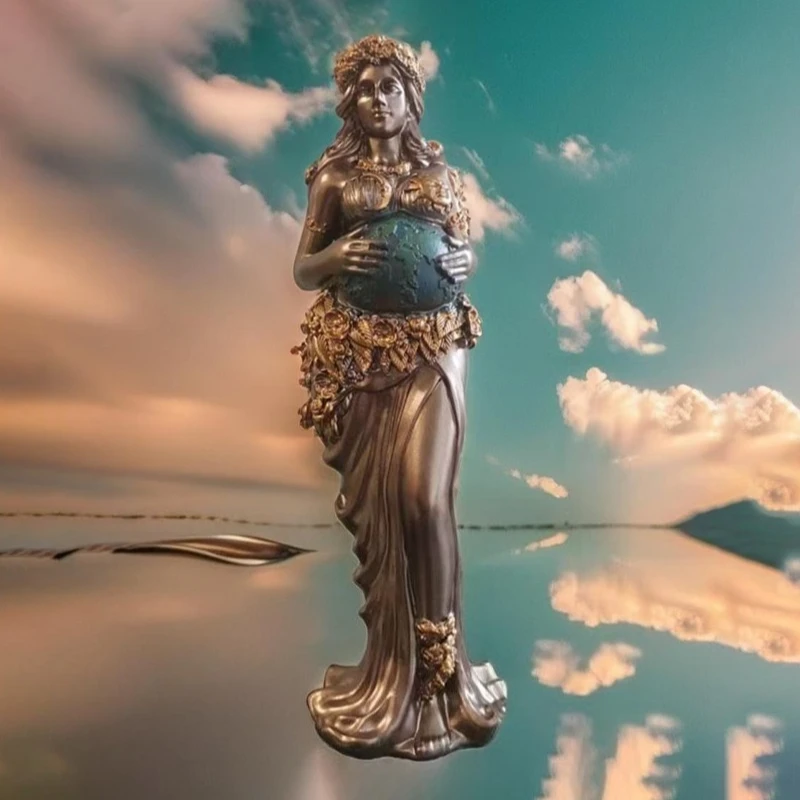 Earth Goddess Gaia 22cm Resin Sculpture Statue Greek Mythology Decor Handmade Mother Nature Figurine Home Altar Collectible Art