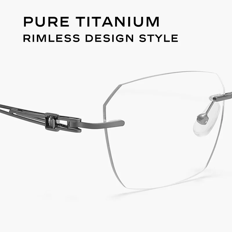 CAPONI 100% Titanium Men's Glasses Frame Rimless Ultra Light Style Anti Blue Light Eyeglasses Original Brand Spectacles JF23503