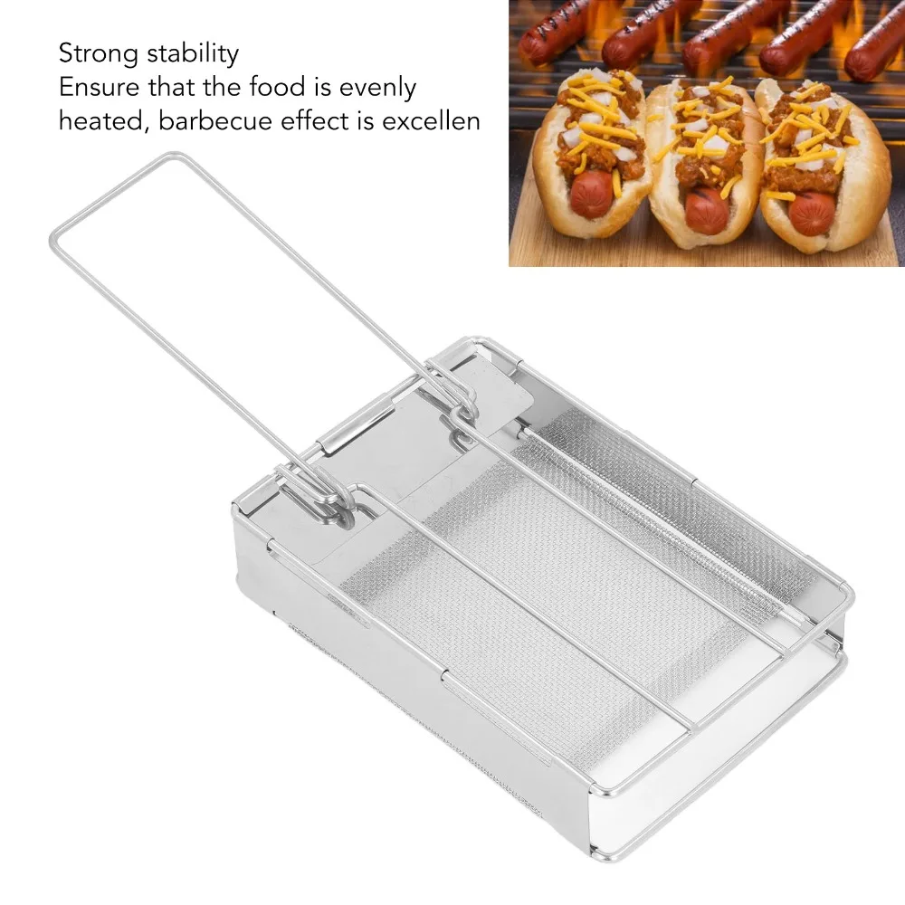 

Прочная складная подставка для тостера из нержавеющей стали с длинной ручкой, универсальная складная подставка для тостера, для кемпинга и активного отдыха