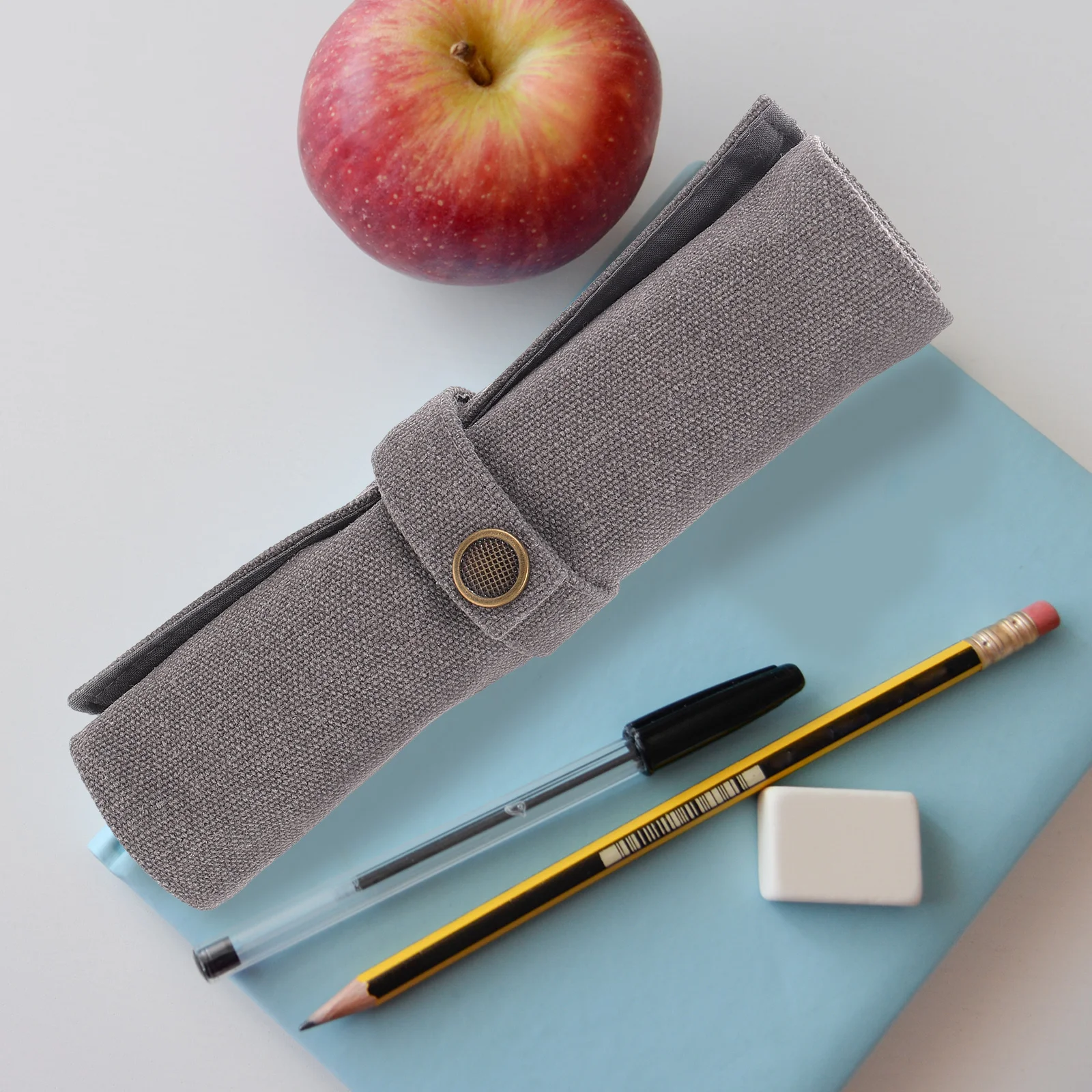 Estuche de lona para lápices, resistente a roturas, duradero, diseño rodante, almacenamiento de lápices coloridos, escritura, dibujo, pintura, accesorios