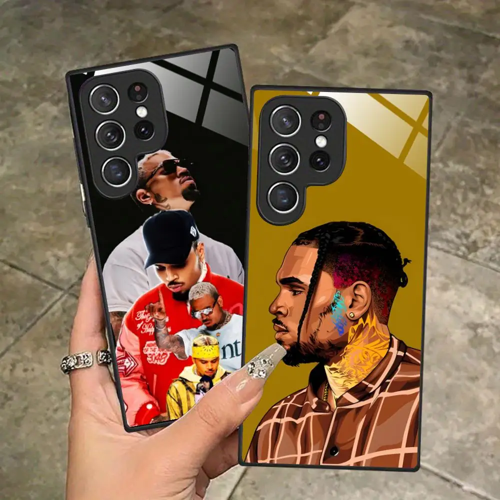 Chris Brown Mobile Phone Case for Samsung Galaxy S25 S24 S23 S22 S21 S20 Note20 Plus FE Ultra Glass Cover Pretty Smartphone