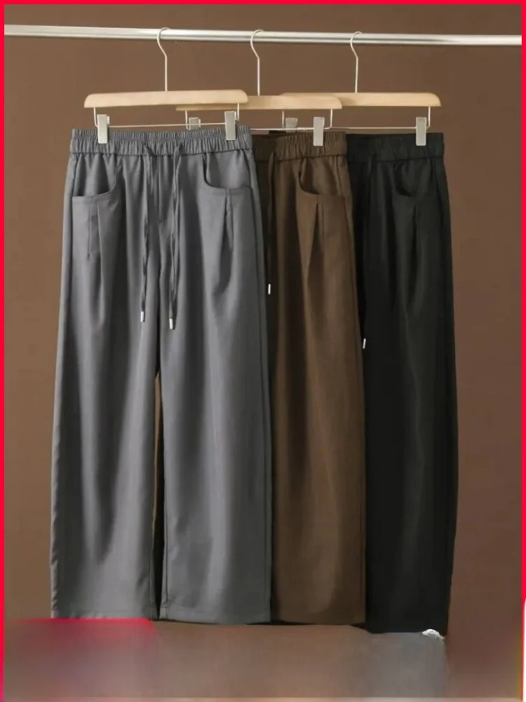 

Повседневные мужские широкие брюки с поясом, свободного кроя, удобные, модные, прямые, длинные, для весны и лета