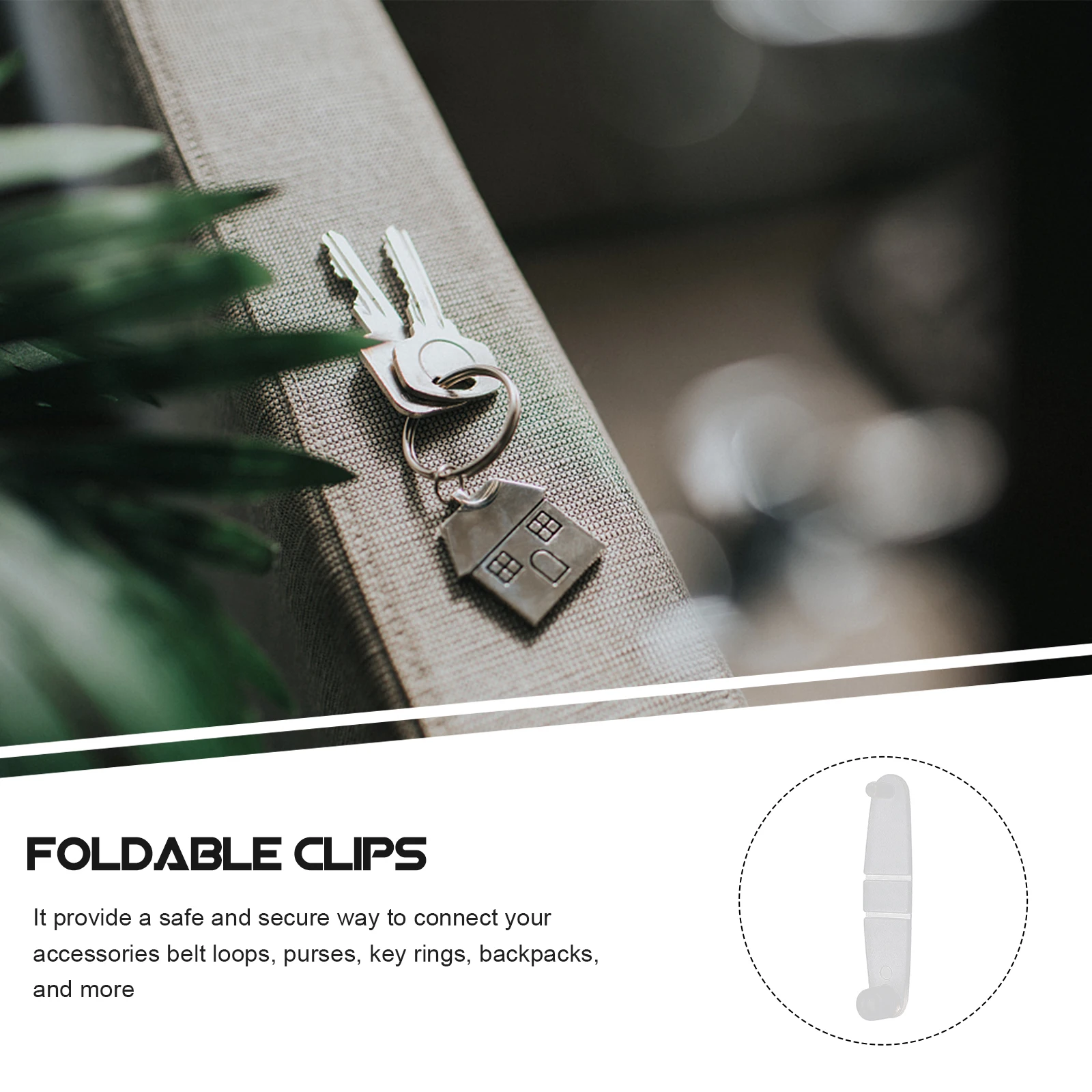 

100pcs Plastic Plastic Keychain Clip Clips Transparent Acrylic Key Ring Connectors Durable Foldable Jewelry Accessories