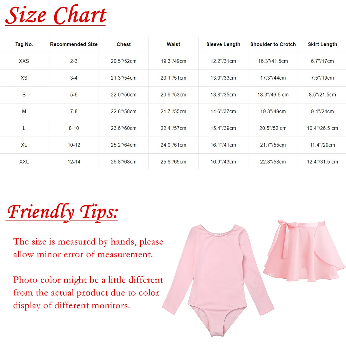 2Pcs Girls Ballet Dance Dress Gymnastics Swimsuit for Dancing Cotton Ballet Leotard Gymnastics Leotard with Chiffon Skirt Outfit