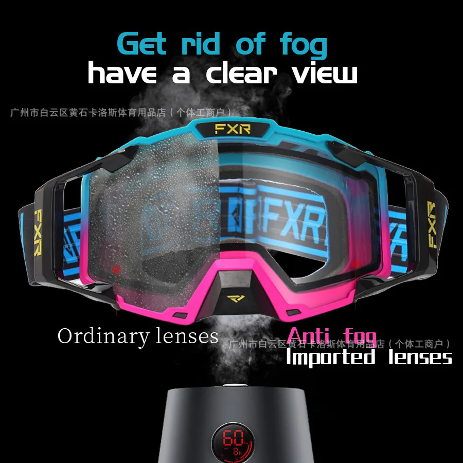 New FXR Windshield Motorcycle Helmet Off road Goggles Mountain Bike Speed Descent Skiing Double layer Anti fog Glasses