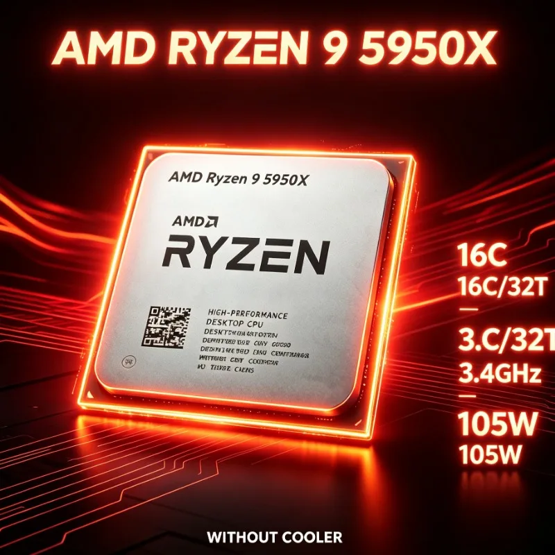 R9 5950X New AMD Ryzen 9 5950X 7NM 64MB L3 Cache Socket AM4 105W Gaming And Workstation CPU Without Cooler