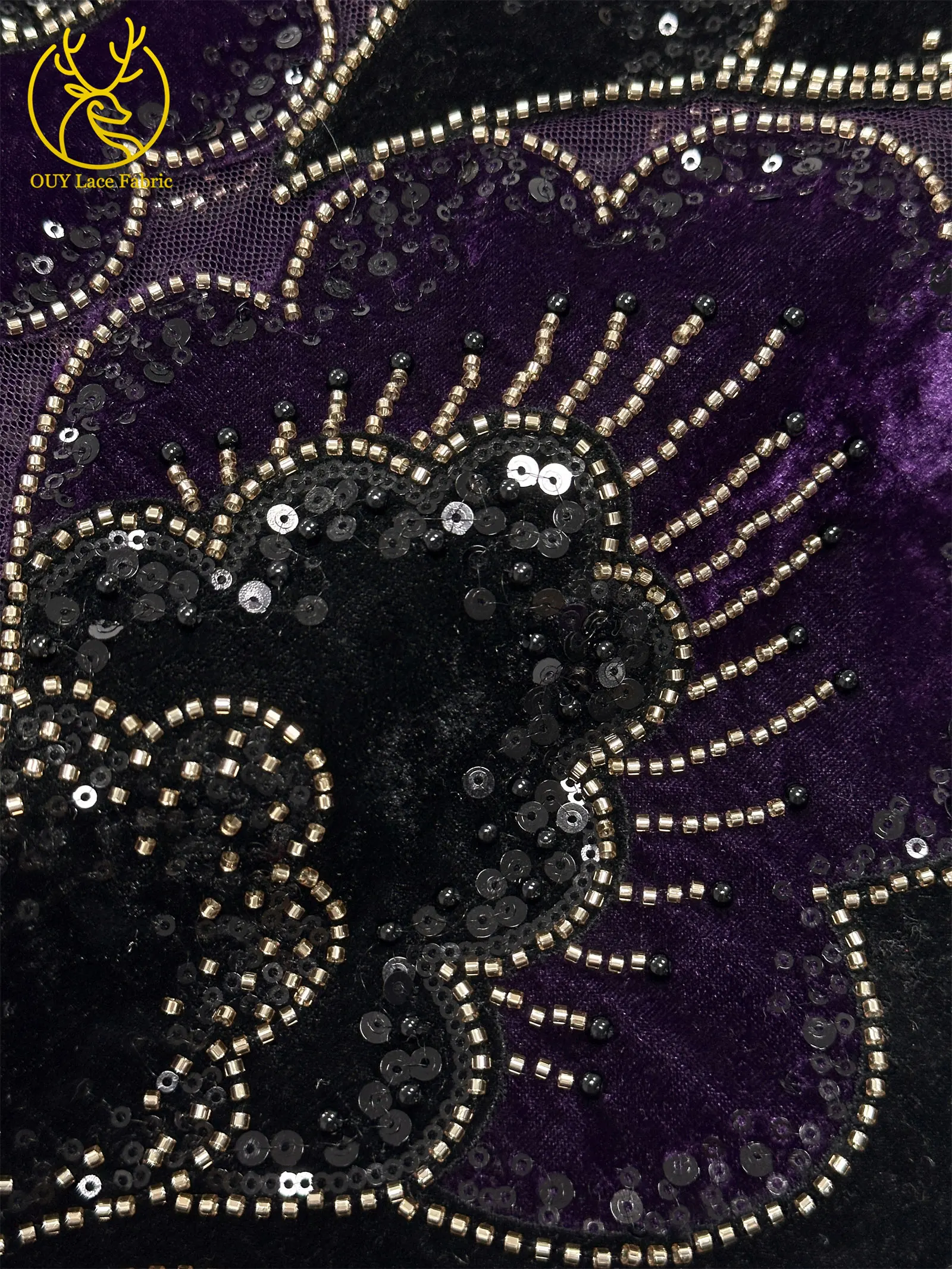 Neuester Samt-Blütenblatt-Pailletten-Spitzenstoff 2026 Hochwertiger afrikanischer Perlen-Tüll-Spitzenstoff für Hochzeit, Party, Kleid, Nähmaterial – Detail 18