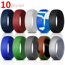10pcs/set Ring Set Sports Silicone Rings for Men Wedding Rubber Bands Hypoallergenic Flexible Finger Fashion