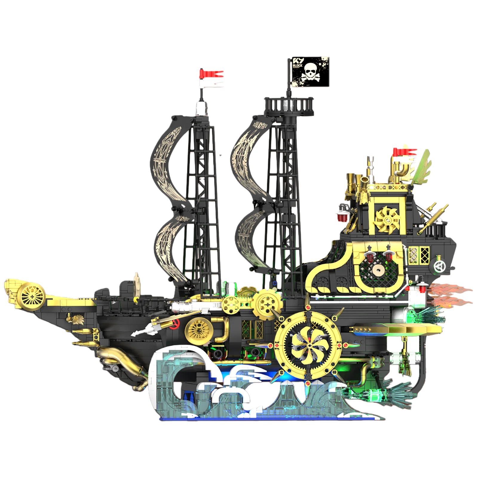 

Simulated electric steampunk pirate ship educational building toy home decoration ornament building blocks boy's birthday gift