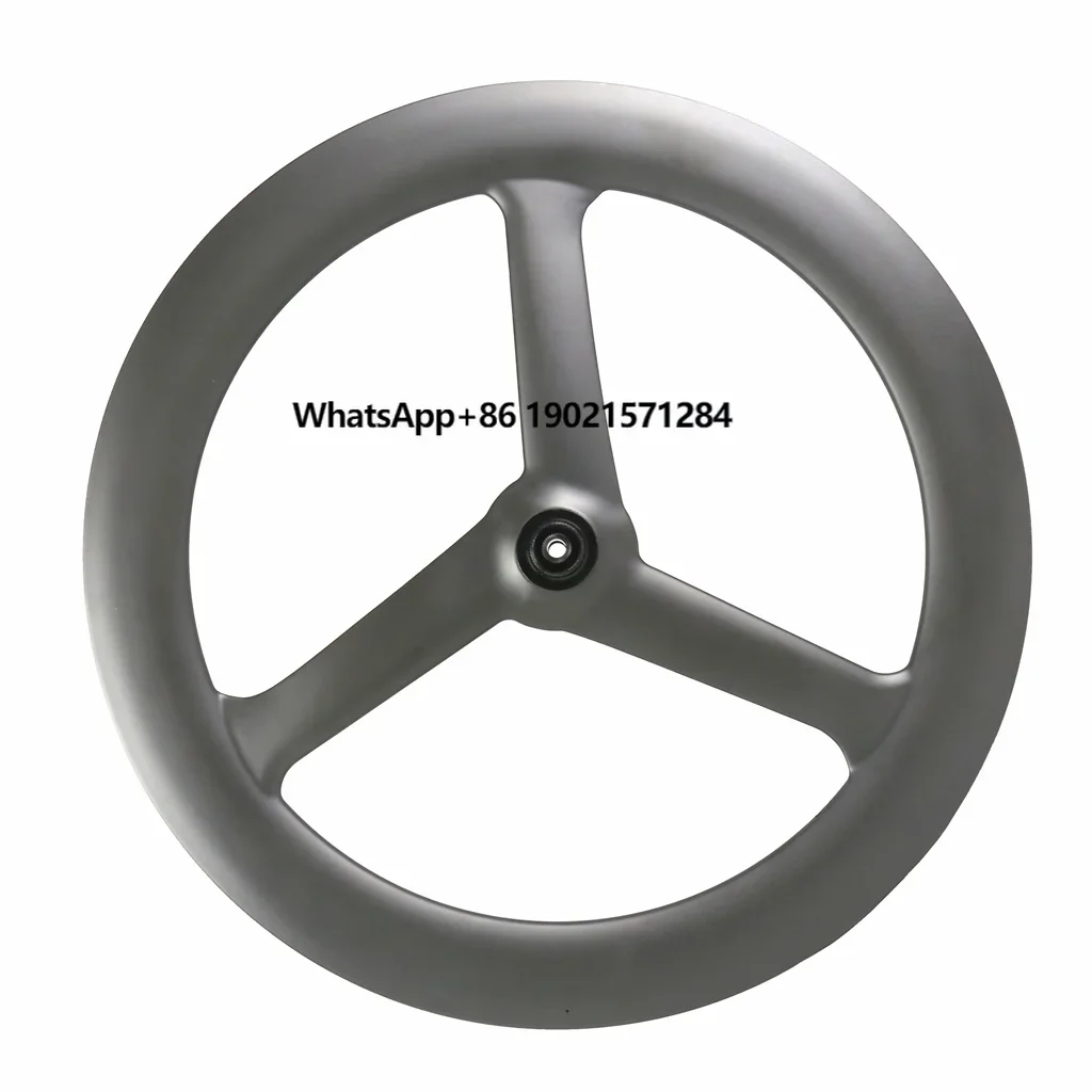 

700C Carbon Tri Spoke Wheels 60mm Clincher Tubeless Ready for Track Bike Time Trial Bicycle