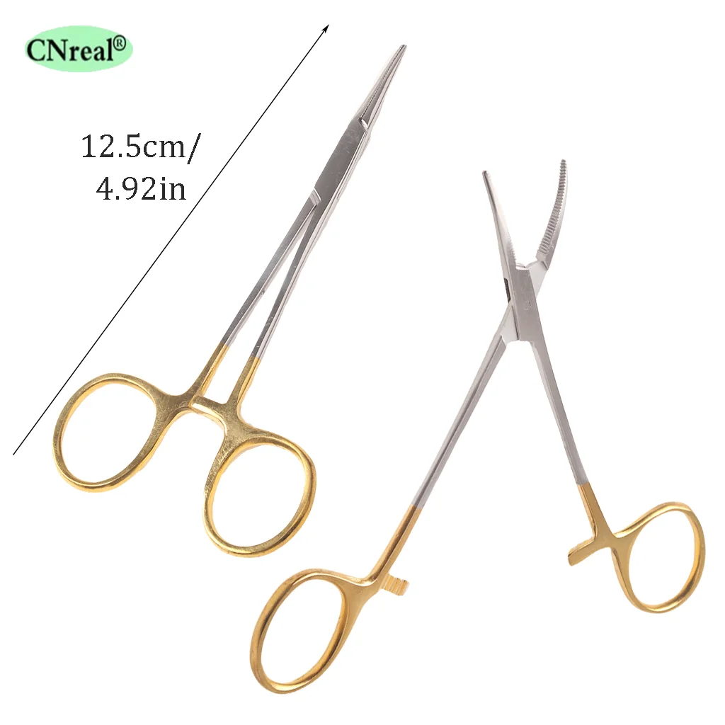 12.5cm Dental Hemostats Forcep Locking Clamps Needle Holder Plier Elbow /Straight TC Head Stainless Steel Dentist Surgical Tools