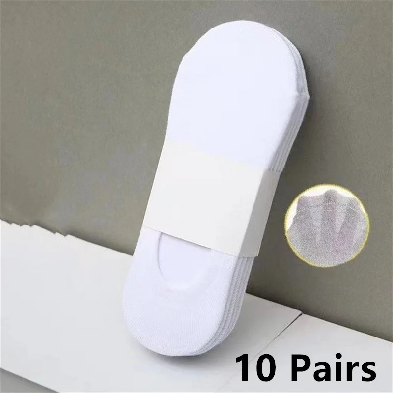 1/5/10 Pairs Non-Slip Silicone Invisible Ankle Socks Cotton Boat Socks For Men And Women Male Invisible Cotton Sock Slippers