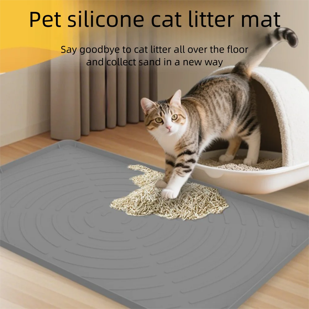 

1pcs New Silicone Cat Litter Mat Easy to Clean Foldable Pet Dining Mat Multi-function Spillproof Pet Feeding Mat Cat Cage