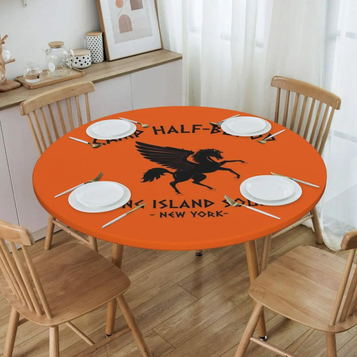 Camp Half-Blood Waterproof Round Tablecloth Oilproof Table Cloth for Kitchen Events Dining Table Cover