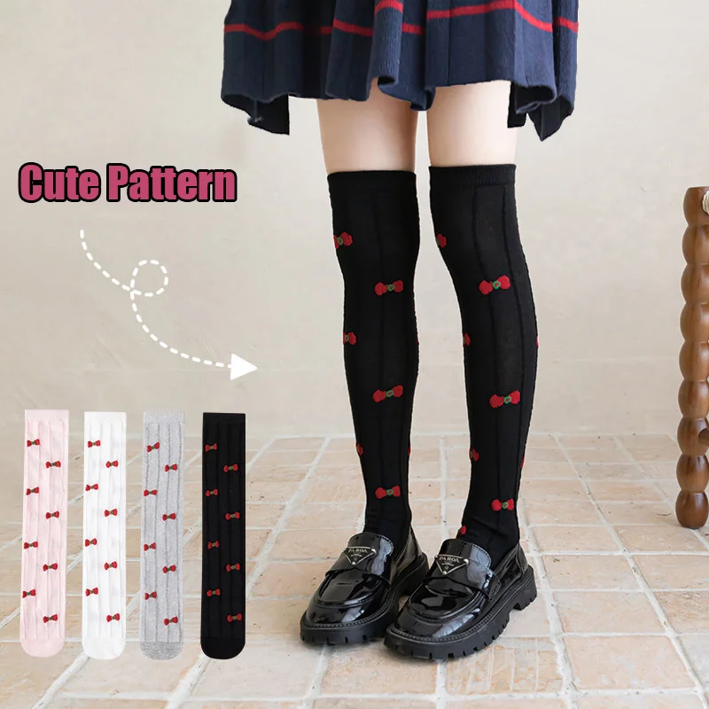 2 Pairs Girls Knee High Socks Summer Mesh Bow Long Tube Stitch Sock Princess Over Calf Kids Overknee Stockings 2-13 Years