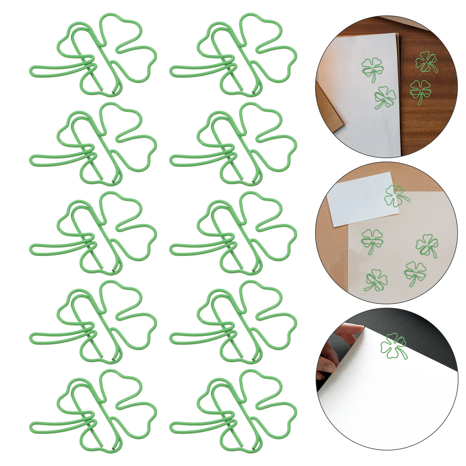 20pcs Four Leaf Paper Clip Cute Shamrock Bookmark Clips Supplies Decorative Fashion Novelty Irish Theme