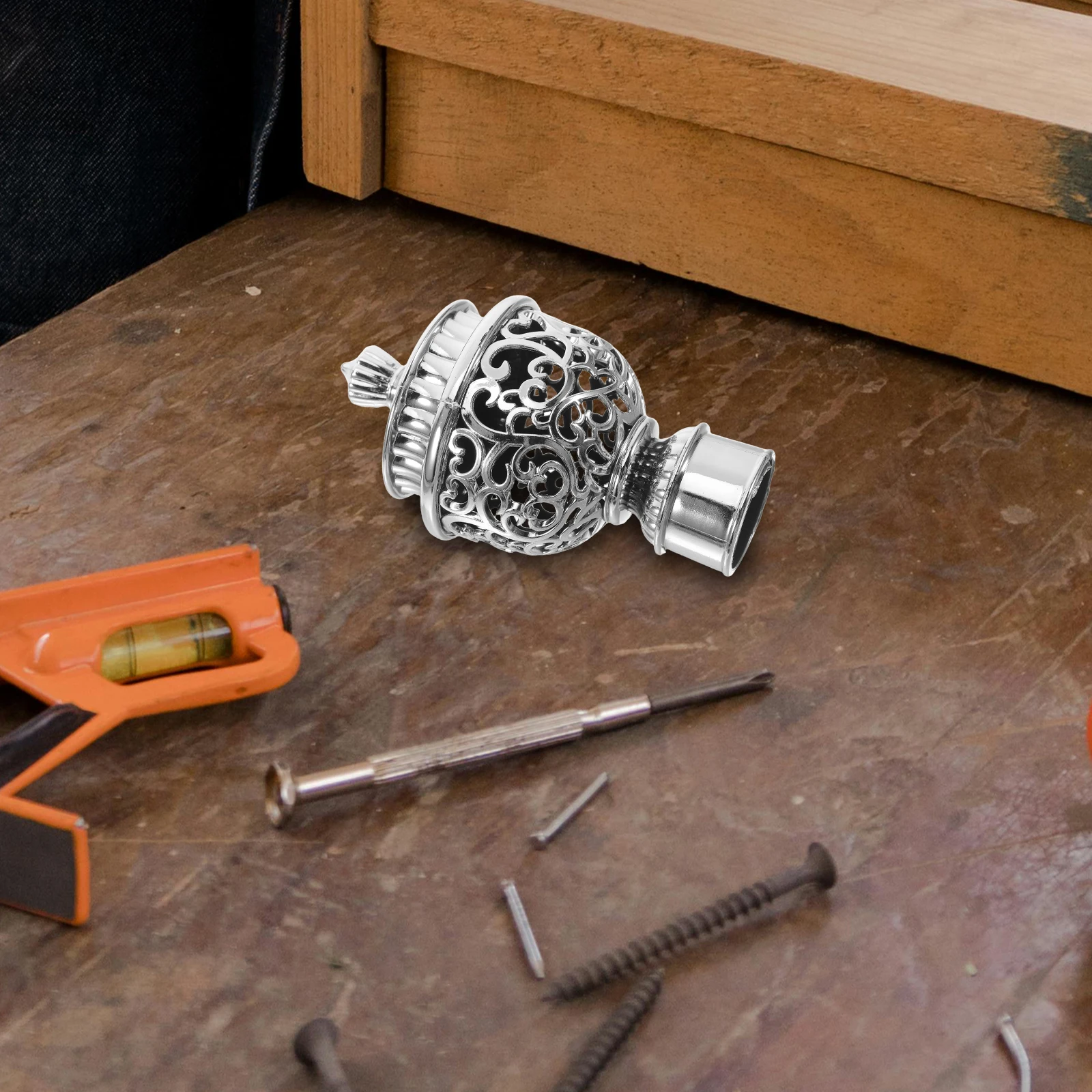 

12pcs Curtain Rod Finials Plastic End Caps For Window Drapery Poles Hollow Design Decorative Rail Heads Home Decoration