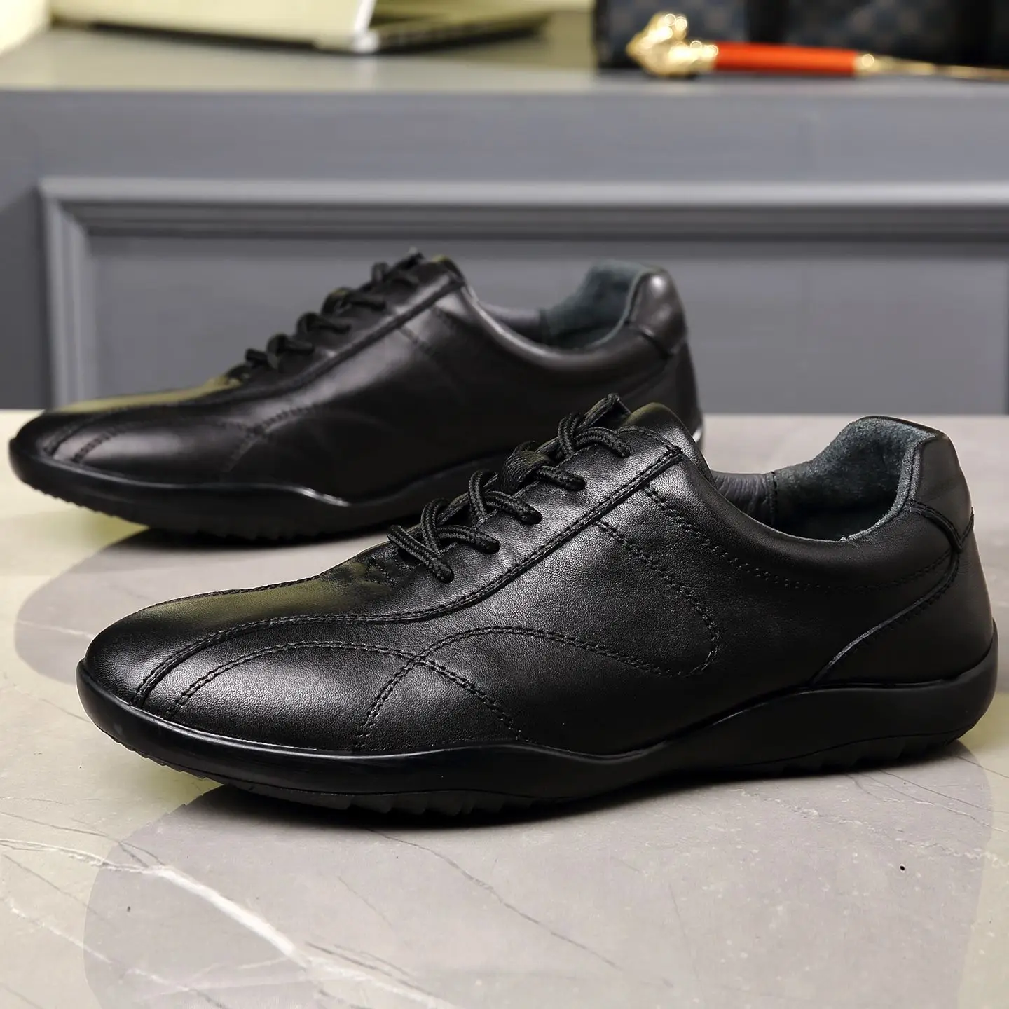 Genuine Leather Bean Shoes Men Luxury Young Handsome Cowhide Dress Elegant Office Business Formal Party Dating Driving Loafer