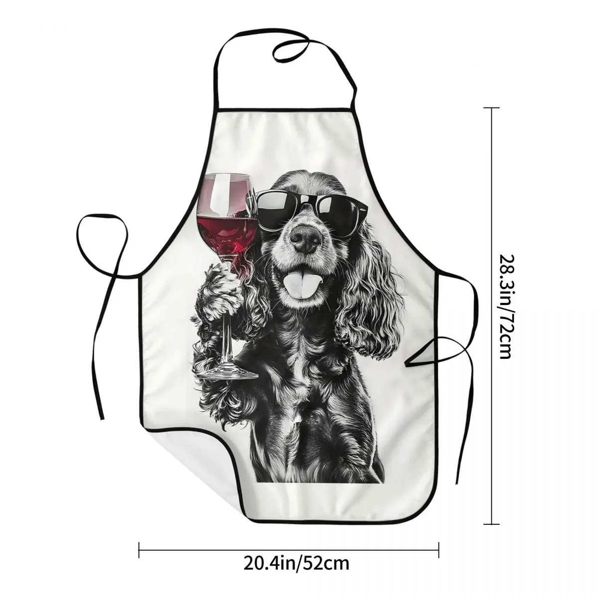 Cocker Spaniel Dog Drinking Wine And Wearing Sunglasses Aprons Chef Cooking Tablier Bib Kitchen Cleaning Pinafore for Women Men
