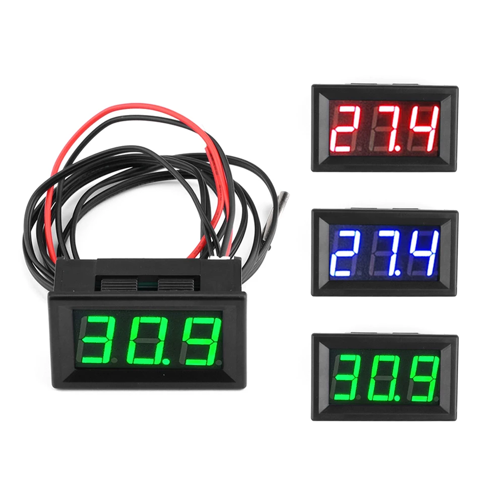 0.56" LED Digital Thermometer 12V Car Temperature Monitor Panel Meter Red/Green/Blue Display Measure Range -50~300℃