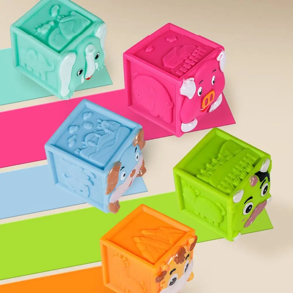 

12Pcs Soft Rubber Animal Building Blocks Early Education High Temperature Resistance Cognitive Squeeze Children's Gifts