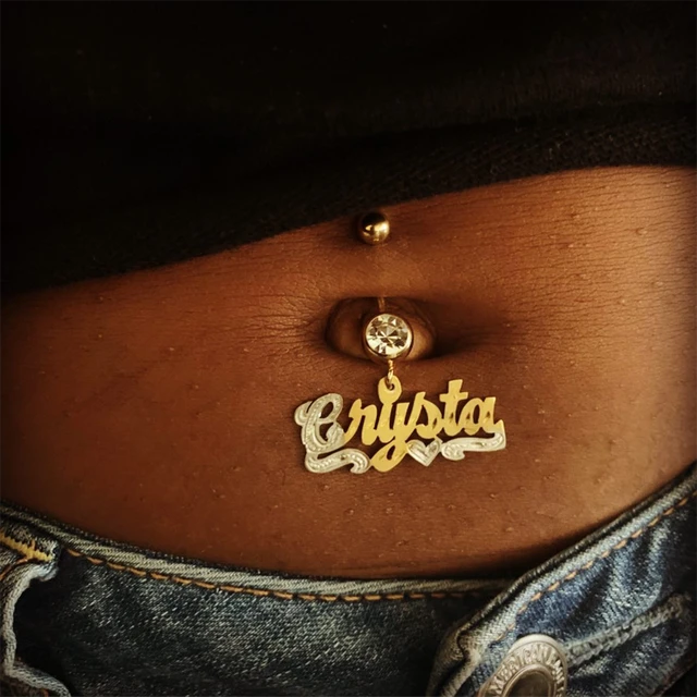 Nameplate Belly Piercing Custom Belly Button Ring Custom Belly Piercing Custom 3d Aliexpress