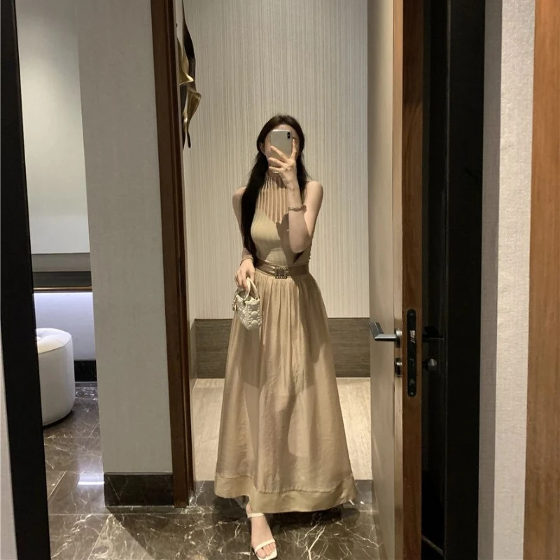 Set Dua Potong Rok Wanita Pakaian Musim Panas Kasual Hitam Chic dan Elegan Promosi 2025 Pakaian Wanita Jalanan Y2k Tanpa Lengan