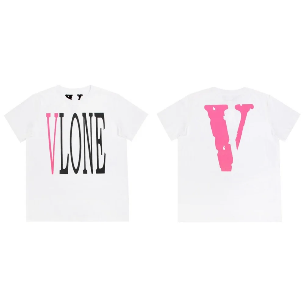 Vlone Short Sleeve T-shirt Men and Women V Country Tide Brand American High Street Retro Half Sleeve T-shirt Summer Gothic