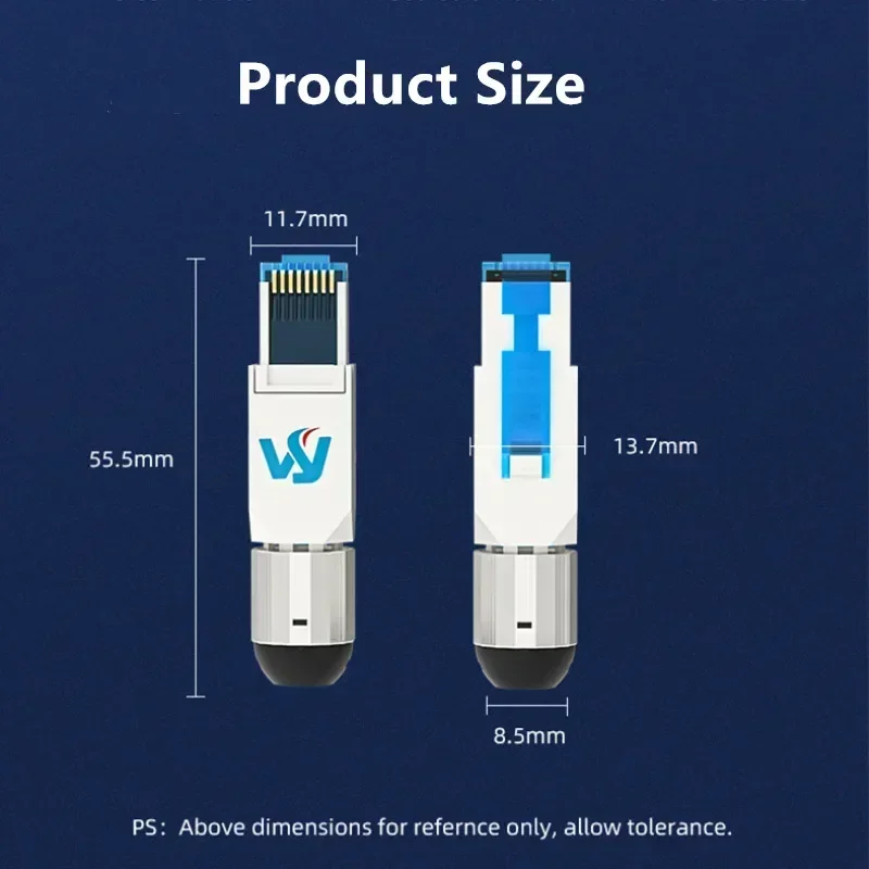 RJ45 Cat8 Connector Ethernet Terminal Plug Shielded Network RJ45 Plug Connector High Speed Resuable Cat 8 Cable internet Adapter