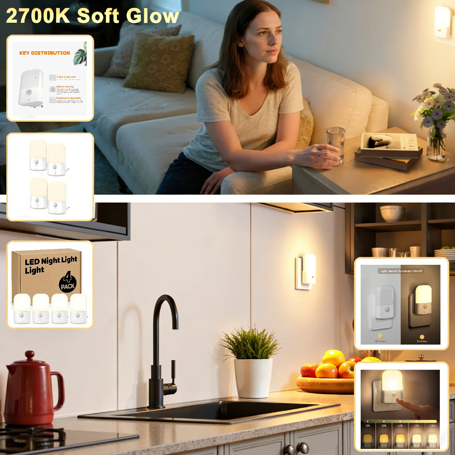 Adjustable Plug-In Dusk-to-Dawn Night Light 5