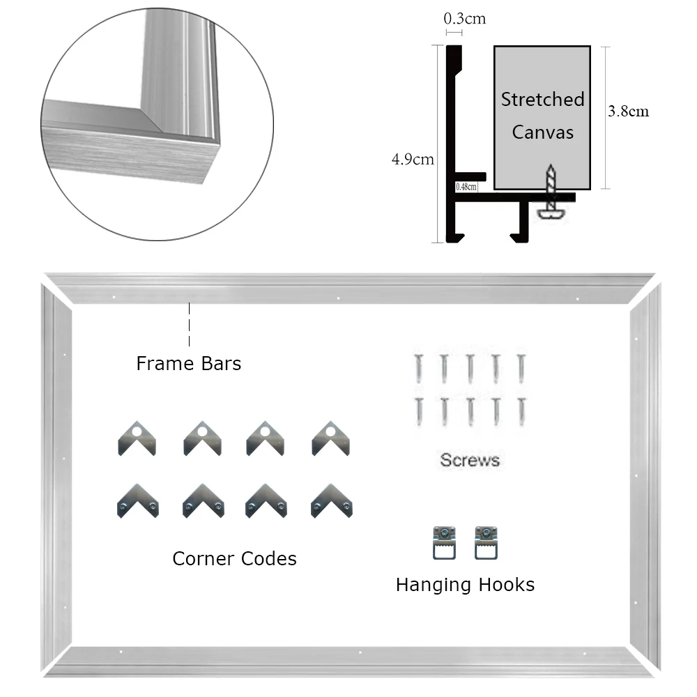 

4,9 см Глубокий Серебряный алюминиевый сплав плавающая рамка для 40x60 см 30x40 см 40x50 см Картина маслом «сделай сам» рамка холст печать плакат рамка