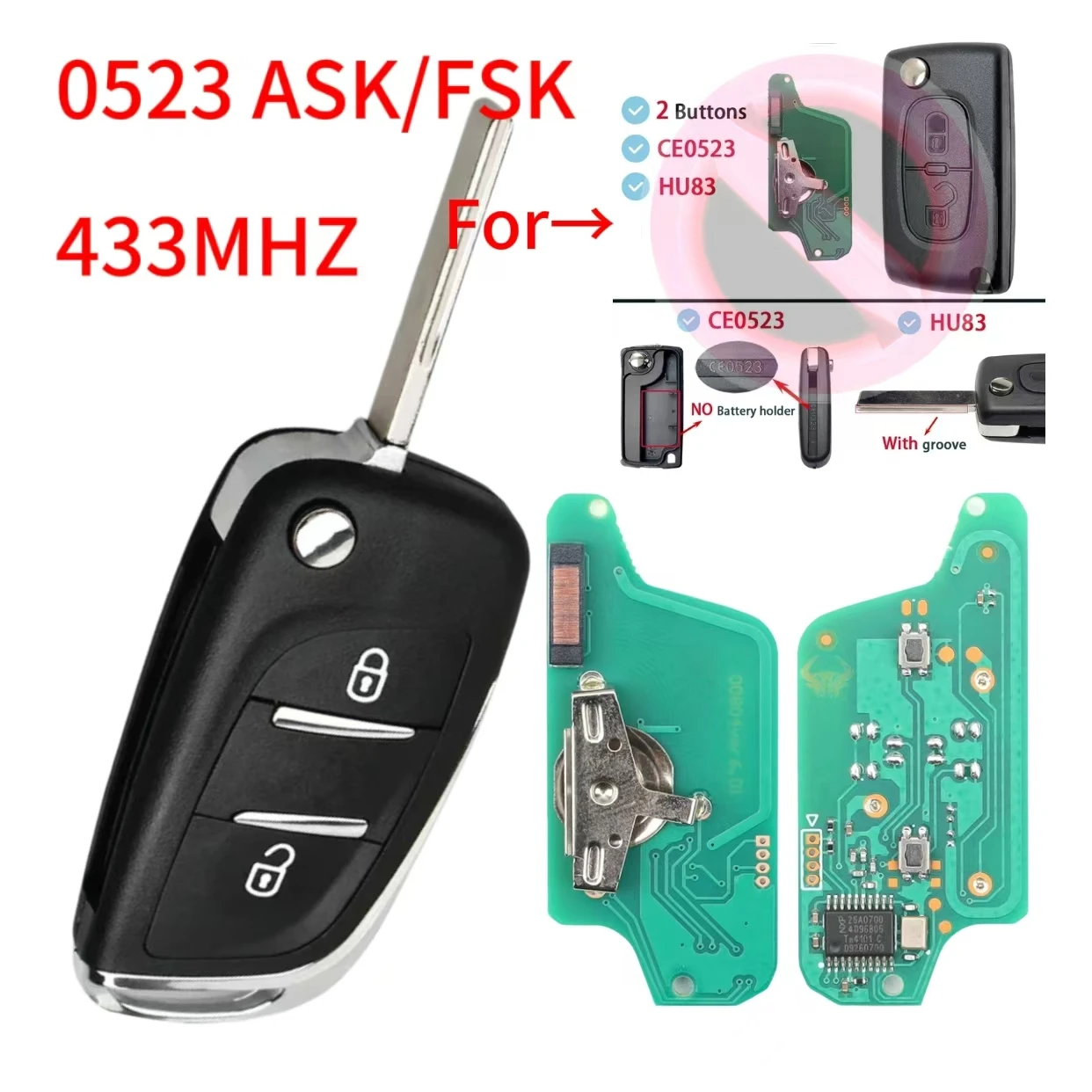 Jingxin Zmodyfikowany zdalny kluczyk samochodowy ASK/FSK 433Mhz ID46 Do Peugeot 207 308 307 407 607 807 Do Citroen C2 C3 C4 CE 0523car kluczyk